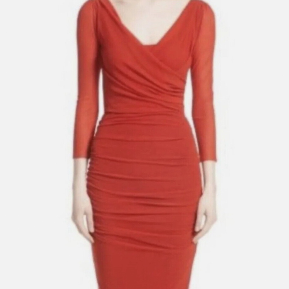 Beautiful Fuzzi Long-Sleeved Body-Con Ruched Dress XS